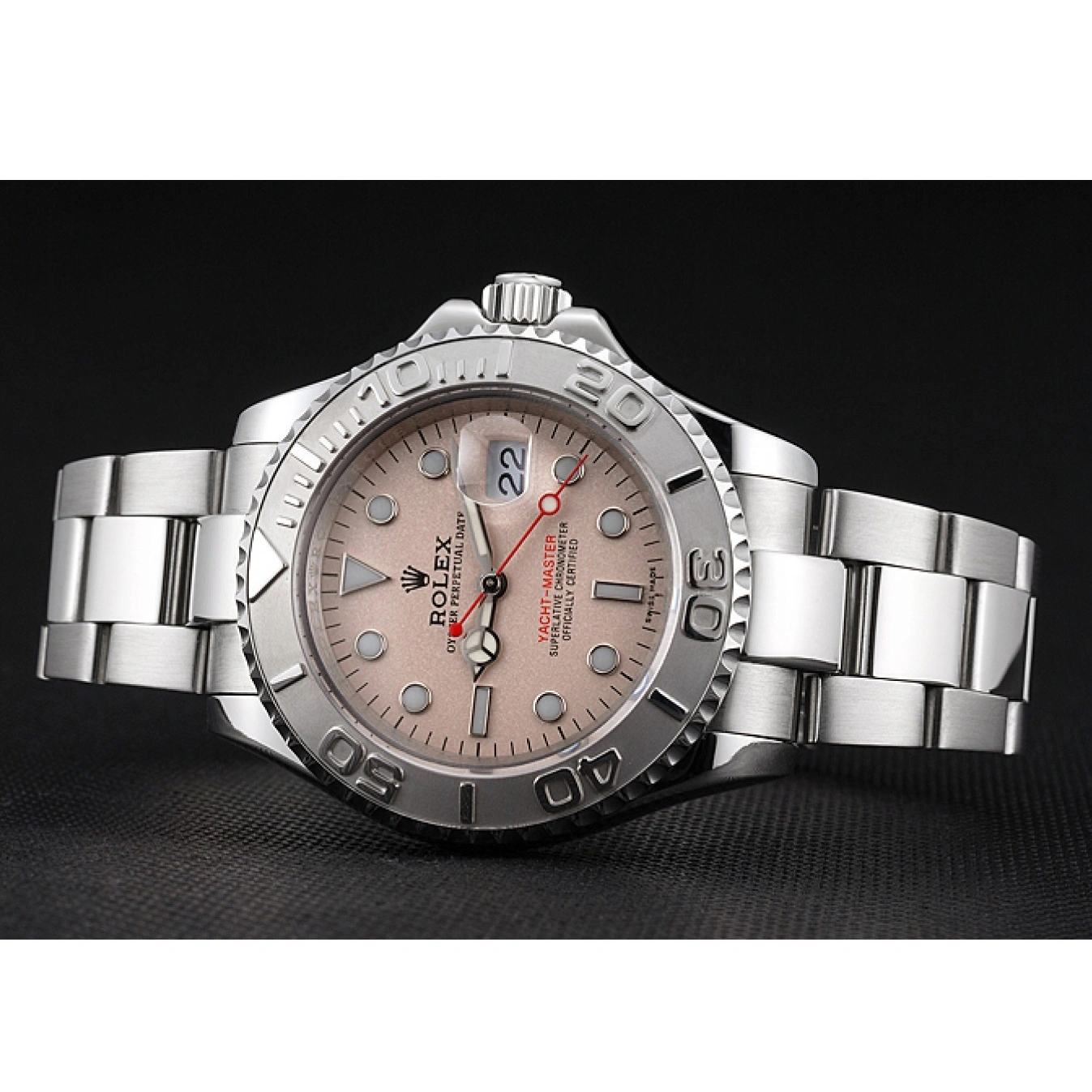 Stainless Yacht-Master Steel Dial Bracelet Rolex Champagne Swiss Case And 1016